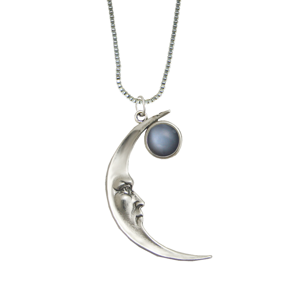 Sterling Silver Mystical Moon Pendant With Grey Moonstone